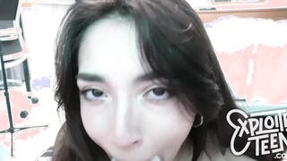 Watch this Latina teen amateur with a thick ass suck cock