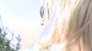 Slender blonde skank with small hooters getting a gigantic jizzed