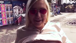 German huge boobed blonde Teen inside a outside bar durinf a screwed date