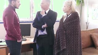 PORNOACADEMIE - Blonde School Girl Barbie Sins Needs two Cocks To Warm Her Up - LETSDOEIT