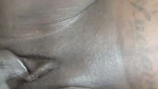 Pregnant black Queen getting a cummed on her gigantic milk tits from the big black cock