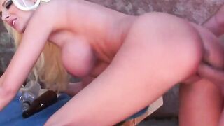 Blonde Mom with gigantic titties fucked public until the facial creampie