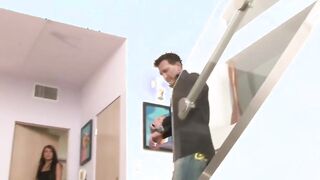 OUT OF THE FAMILY - Filthy Goddess Seduces Her Stepdad Into Fucking Her And Her Bestie In The Stairs
