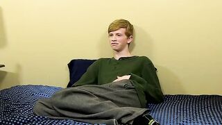 Innocent Elijah plays with a toy and cums right in his mouth