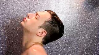 Silas Gray gets in the shower his long cock springs to life