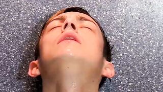 Silas Gray gets in the shower his long cock springs to life