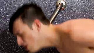 Silas Gray gets in the shower his long cock springs to life