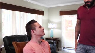 Pierced stepson Johnny Hunter moans during hot bareback sex