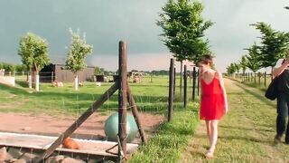 German thin amateur teens with small titties try outdoor sex