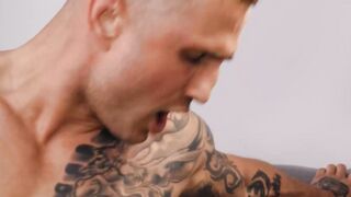 Kyler drilling his raw dick into Blain after a sexy blowjob