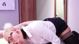 German blonde 19 year old secretary with glasses get business screwed!