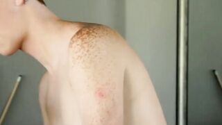 Hot twinks threesome fuck each other bareback on the table