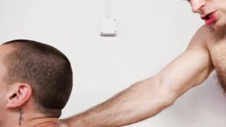 Barebacking skinny man after deep throat and dick riding