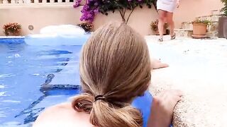 German thin amateur eighteen yo make ffm 3-way outdoors into pool