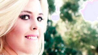 Busty blonde babe Rikki Rumor face fucked deep and hard