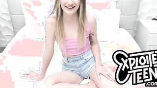 Goddess slender blonde amateur sucks a meaty cock