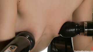 Thin blonde anal machine fuck