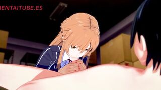 Sword Art Online Anime 3D - Asuna x Kirito - Handjoob, Bj, Fucks with cum into - Cartoon Manga Japanese Porn