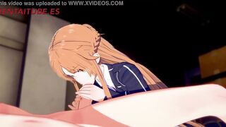 Sword Art Online Anime 3D - Asuna x Kirito - Handjoob, Bj, Fucks with cum into - Cartoon Manga Japanese Porn