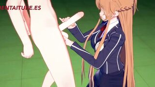 Sword Art Online Anime 3D - Asuna x Kirito - Handjoob, Bj, Fucks with cum into - Cartoon Manga Japanese Porn