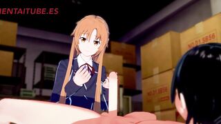 Sword Art Online Anime 3D - Asuna x Kirito - Handjoob, Bj, Fucks with cum into - Cartoon Manga Japanese Porn