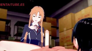 Sword Art Online Anime 3D - Asuna x Kirito - Handjoob, Bj, Fucks with cum into - Cartoon Manga Japanese Porn