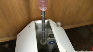 Bound bimbo machine fuck inside classroom