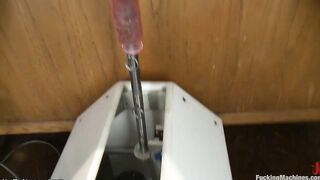 Bound bimbo machine fuck inside classroom