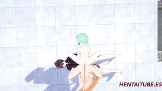 Sword Art Online Cartoon 3D - Three-Way, Asuana and Asada masturbate Kirito with their butt and he jizzes on her buttocks - Japanese Cartoon Manga Anime Porn