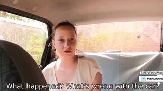 Fake taxi, the taxi driver drove inside the forest and banged the passenger's chick, she helped to finish and was satisfied