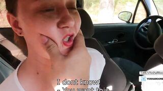 Fake taxi, the taxi driver drove inside the forest and banged the passenger's chick, she helped to finish and was satisfied