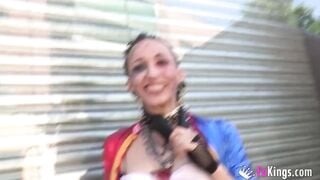 Seducing and sucking random dudes inside the street! Meet this Beauty :-)