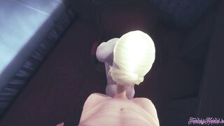 Attack on titans - pov Annie Hand Job and oral sex with cummed inside her mouth and then fuck her snatch and her booty with cumshot