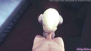 Attack on titans - pov Annie Hand Job and oral sex with cummed inside her mouth and then fuck her snatch and her booty with cumshot