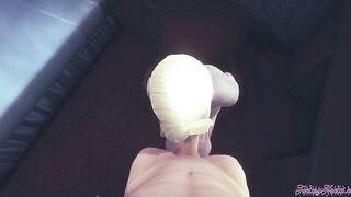 Attack on titans - pov Annie Hand Job and oral sex with cummed inside her mouth and then fuck her snatch and her booty with cumshot