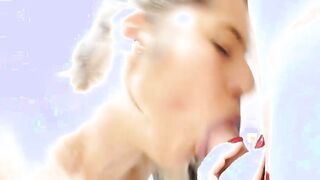 After fucking in the WC he cums on her jugs