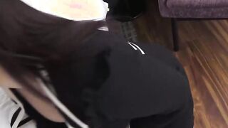 Cute and chubby Japanese convenience store worker Madoka Watanabe in first porno - sucking dick, spreading her cunt to gotten