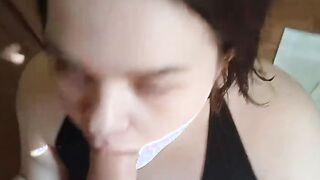 Cute cunt with mouth swallows a monstrous cock whole