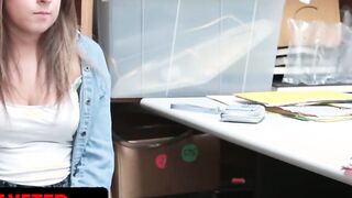 Shoplyfter - Amazingly Beauty Petite sexy Brooke Bliss Bends Over The Officer's Desk And Spreads Her Legs