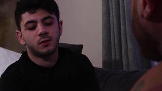 Beefy inked stepdad drills deep in hairy tight asshole