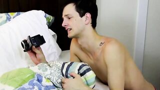 Horny and sexy twink Jason Valencia leads a raw threesome