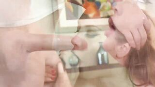 Hot Russian babe gagging and spitting on huge dick
