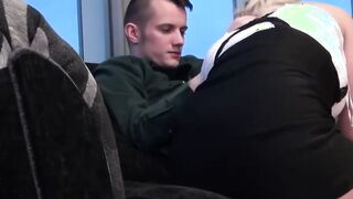 Super British Blonde Amber Deen Deep throats and Rides a