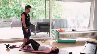 German dark hair fitness young woman picked up and banged!