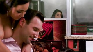ScamAngels - Gina Valentina, Karlee Grey And Cindy Starfall Reverse Gang Bang At The Restaurant