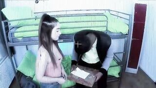 Horny Hostel - Ginebra Bellucci Gigantic Ass Slender Spanish 18 year old Yo Fucks With Gigantic huge ebony penis Pizza Delivery Man