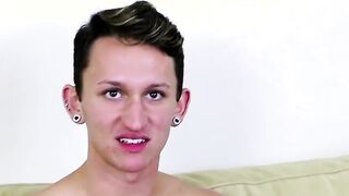Confident and sexy twink Jessie Douglas gets a little help