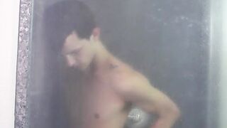 Sporty and horny twink Jessie getting steamy in the shower
