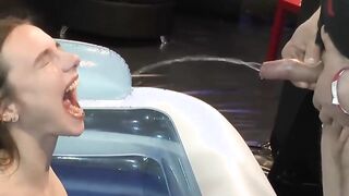 German barely legal young woman in sperm insemination fisting and piss on gang bang sex party