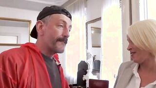German slim blonde older milf banged in nylons